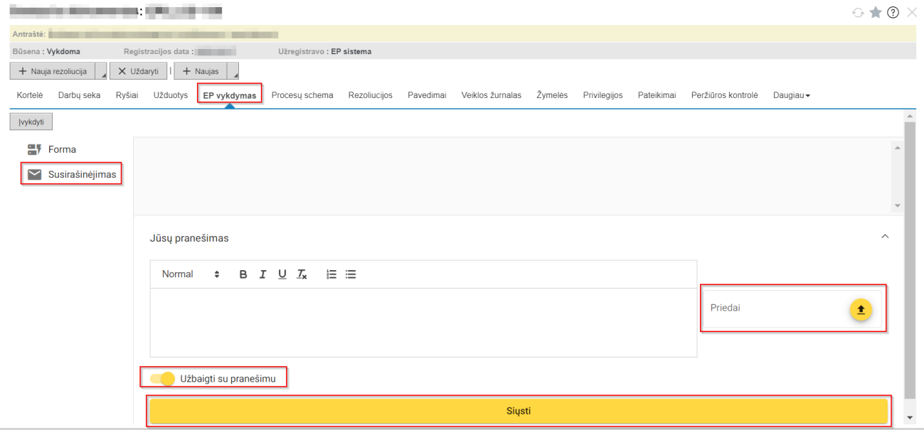 Užpildytos formos susirašinėjimo priemonė